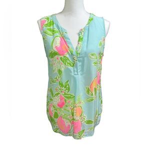 Lilly Pulitzer Sleeveless Top in Aqua and Pink Floral